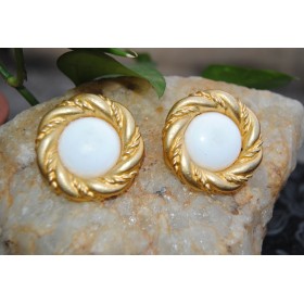 Gold Rimmed White Stud 